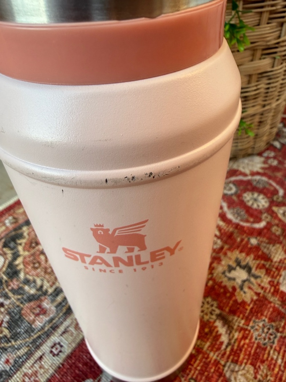 Stanley Pink and Silver Insulated Bottle with Logo - Picture 3 of 12